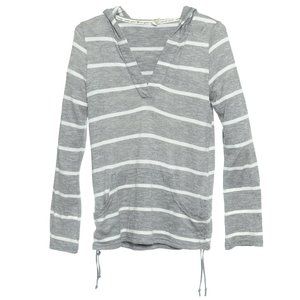 Roxy Grey Striped Pullover Sweater Hoodie Size Medium